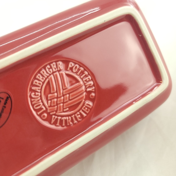 Longaberger 3162060 Tomato Woven Traditions Ceramic Glossy Loaf Dish Small - Picture 5 of 8